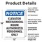 Signmission Elevator Mechanical Room Authorized OSHA Notice Sign, Plastic, 12in W x 18in L, 2PK OS-2PACK-NS-P-1218-V-11734 - alternate 4